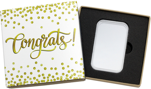 SilverTowne Natural Kraft Paper Gift Box with Congrats! Gold Confetti Box Sleeve
